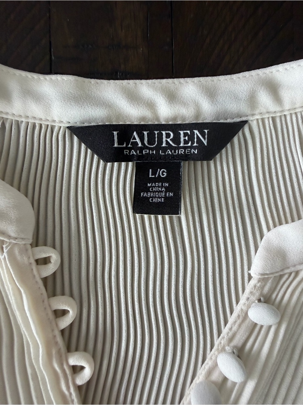 Lauren Ralph Lauren Cream Pleated Button Blouse